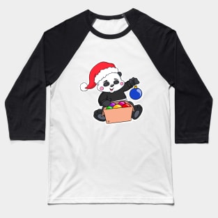 Cute Christmas Panda with Baubles Baseball T-Shirt